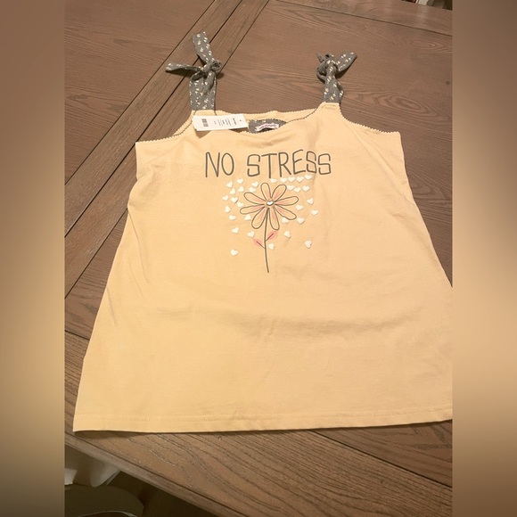 Day & Night Womans No STRESS Yellow & Gray Tank Top NWT Size Medium Daisy Cotton - Picture 1 of 7